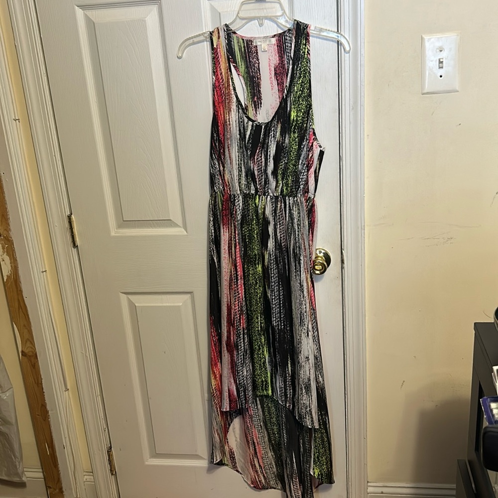 Racerback Black and Neon High Low Dress